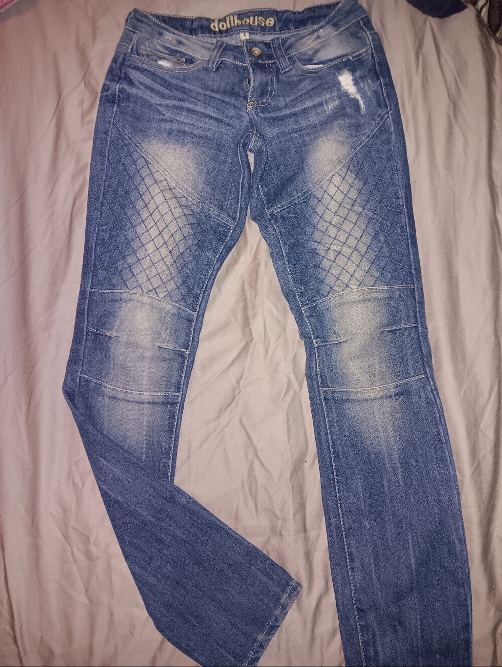 Dollhouse Blue Skinny Moto Jeans